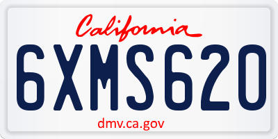 CA license plate 6XMS620