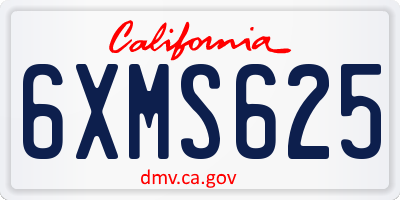CA license plate 6XMS625