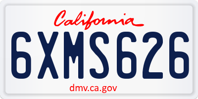 CA license plate 6XMS626