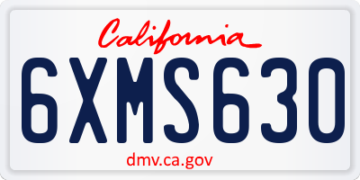 CA license plate 6XMS630