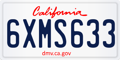 CA license plate 6XMS633