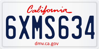CA license plate 6XMS634