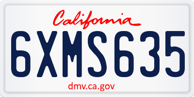 CA license plate 6XMS635