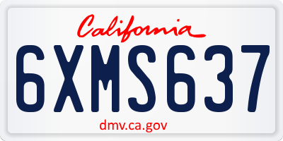 CA license plate 6XMS637