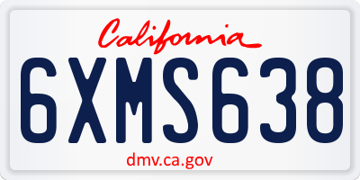 CA license plate 6XMS638