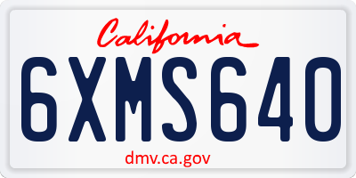 CA license plate 6XMS640