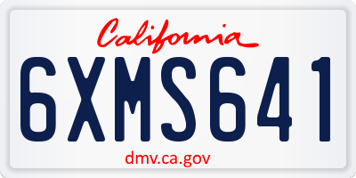 CA license plate 6XMS641