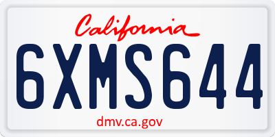 CA license plate 6XMS644