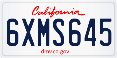 CA license plate 6XMS645