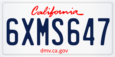 CA license plate 6XMS647