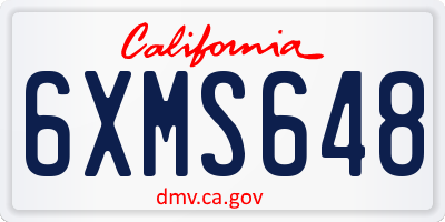 CA license plate 6XMS648