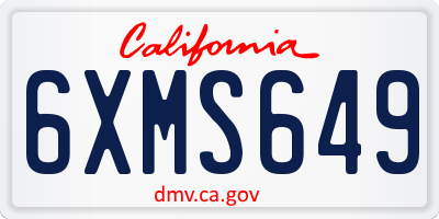 CA license plate 6XMS649