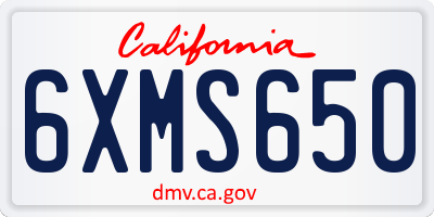 CA license plate 6XMS650