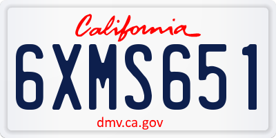 CA license plate 6XMS651