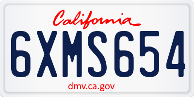 CA license plate 6XMS654