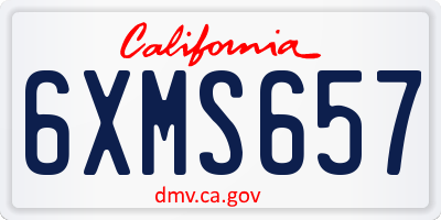 CA license plate 6XMS657