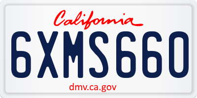 CA license plate 6XMS660