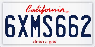 CA license plate 6XMS662