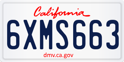 CA license plate 6XMS663