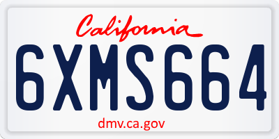 CA license plate 6XMS664