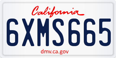 CA license plate 6XMS665