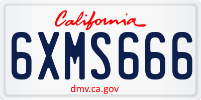 CA license plate 6XMS666