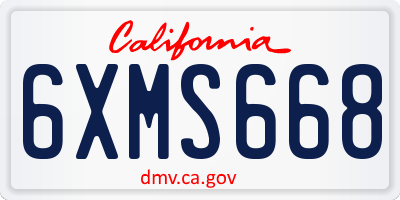 CA license plate 6XMS668