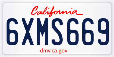 CA license plate 6XMS669