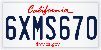 CA license plate 6XMS670