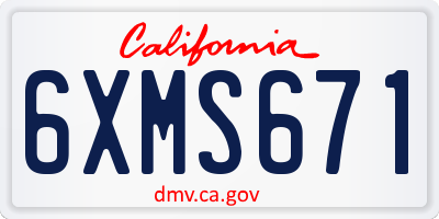 CA license plate 6XMS671