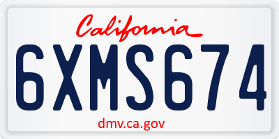 CA license plate 6XMS674