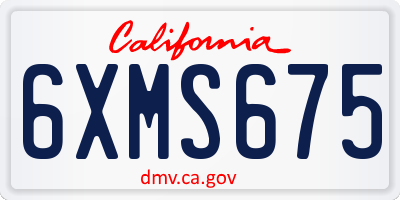 CA license plate 6XMS675