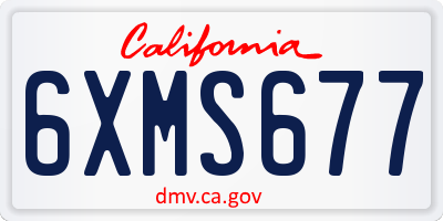 CA license plate 6XMS677