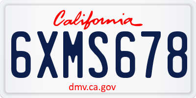 CA license plate 6XMS678