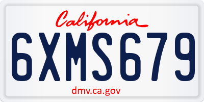 CA license plate 6XMS679