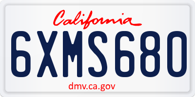 CA license plate 6XMS680