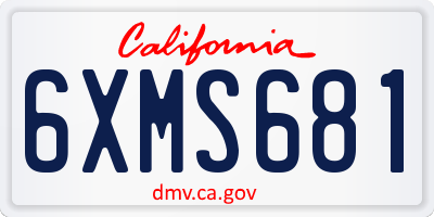 CA license plate 6XMS681