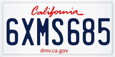 CA license plate 6XMS685