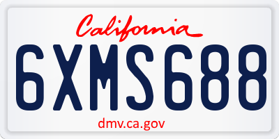 CA license plate 6XMS688