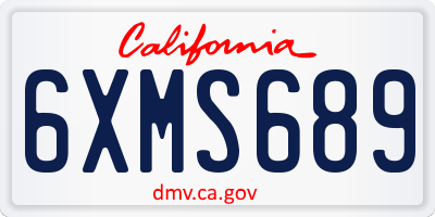 CA license plate 6XMS689