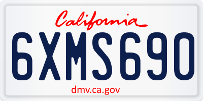 CA license plate 6XMS690