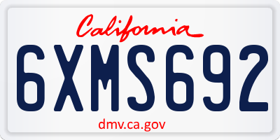 CA license plate 6XMS692