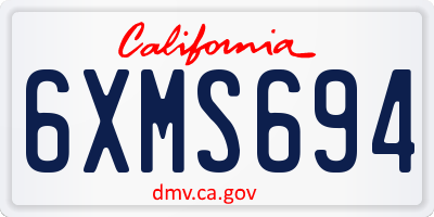 CA license plate 6XMS694
