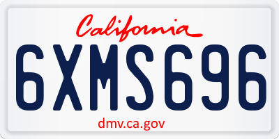 CA license plate 6XMS696