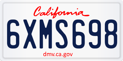 CA license plate 6XMS698