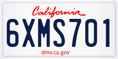 CA license plate 6XMS701