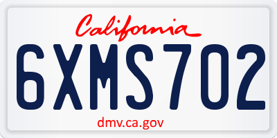 CA license plate 6XMS702