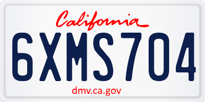 CA license plate 6XMS704