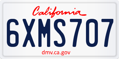 CA license plate 6XMS707