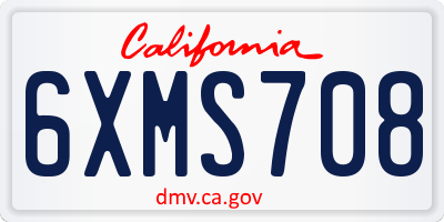 CA license plate 6XMS708